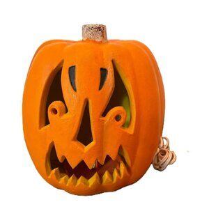 Rare Vintage 1998 Scary face foam blow mold light up Pumpkin Jack-O-Lantern